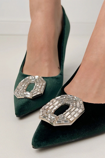 Sandales à talon aiguille vertes avec zirconia Eleda