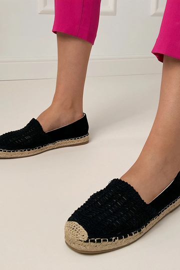 Espadrilles noires ajourées sur plateforme Plevis