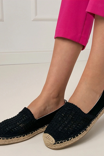 Espadrilles noires ajourées sur plateforme Plevis 2