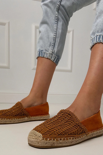Espadrilles brunes ajourées sur plateforme Plevis