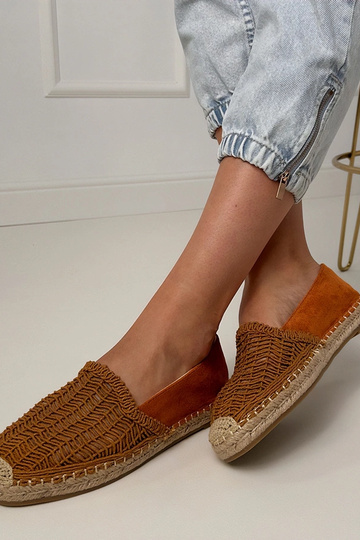 Espadrilles brunes ajourées sur plateforme Plevis 2