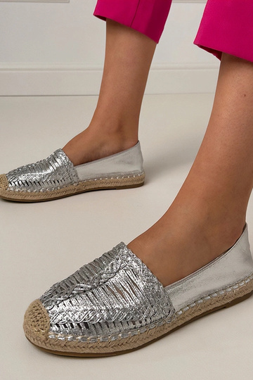 Espadrilles ajourées argentées sur plateforme Zelvira