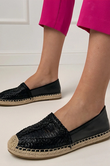 Espadrilles ajourées noires sur plateforme Zelvira