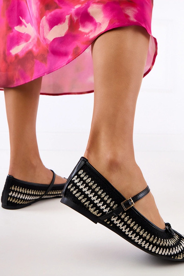Ballerines noires en tissu avec boucles et nœuds Kaos