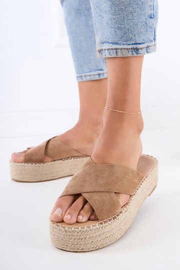 Sandales de type espadrilles marron avec des lanières sur plateforme Jerisa 2