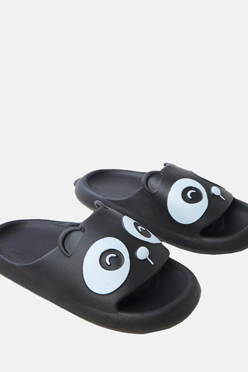 Chaussons pour enfants noirs avec motifs de pandas Ketti 2