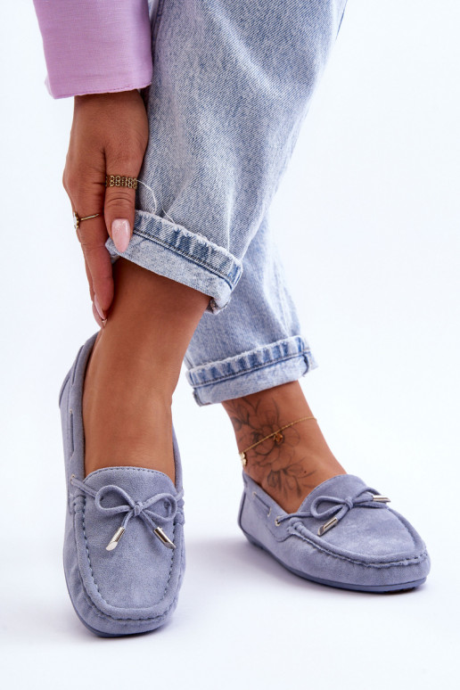 Mocassins élégants en daim couleur bleue Si Passione