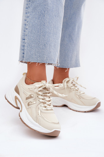 Chaussures modèle baskets Féminin avec des semelles massives à la mode beige Davira 2