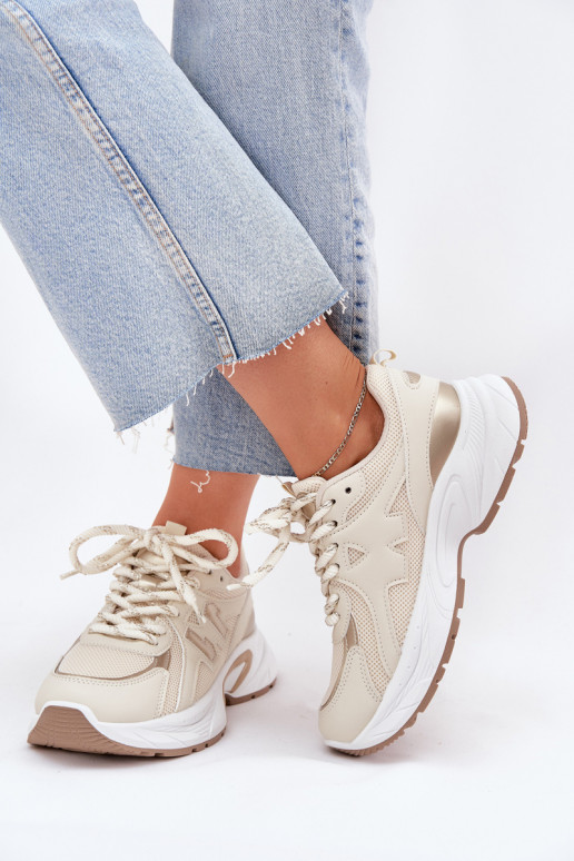 Chaussures modèle baskets Féminin avec des semelles massives à la mode beige Davira