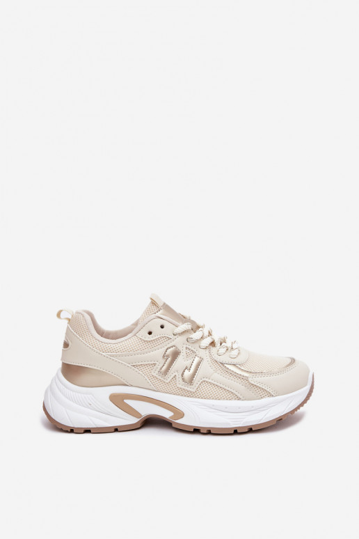 Chaussures modèle baskets Féminin avec des semelles massives à la mode beige Davira