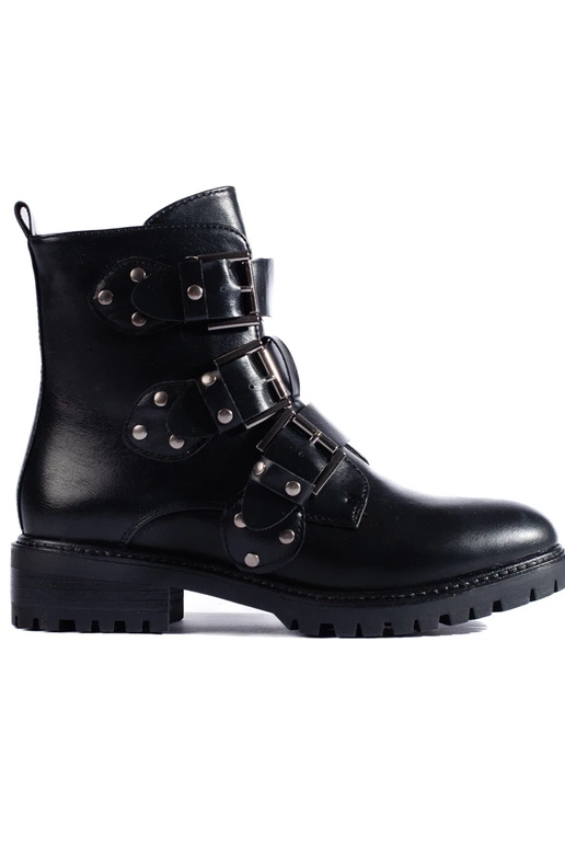 bottes noires chauffées avec boucles bottes noires chauffées avec boucles