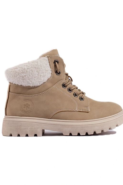 Bottines en simili-cuir beige pour... Bottines en simili-cuir beige pour...