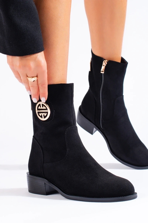 chaussures hautes femme en daim noir