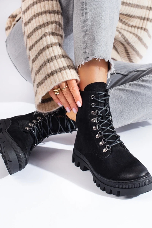 bottes femme en daim noir Potocki