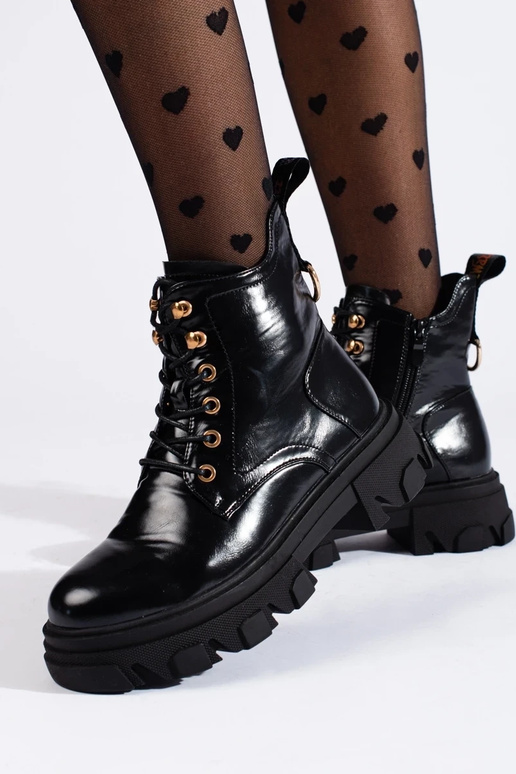 bottes pour femmes à effet laqué sur...