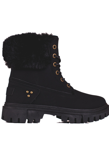 bottes noires avec fourrure