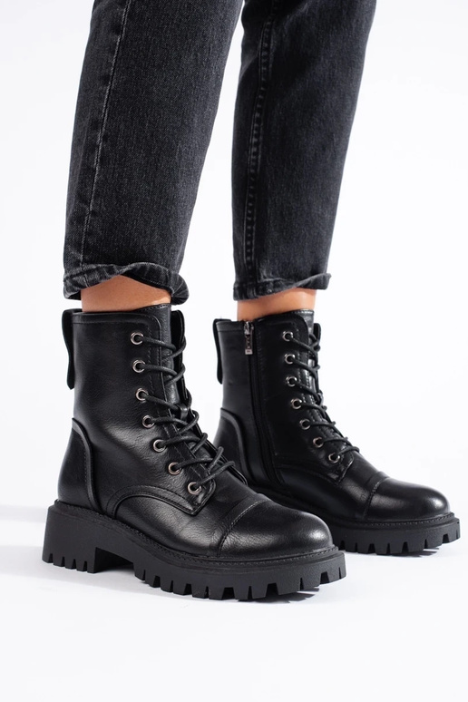 bottes noires pour femmes en cuir...