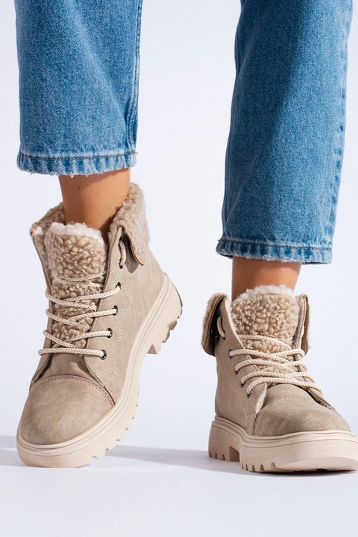 Bottes fourrées beige pour femmes Bottes fourrées beige pour femmes