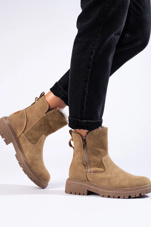 Bottines femme isolées beige foncé