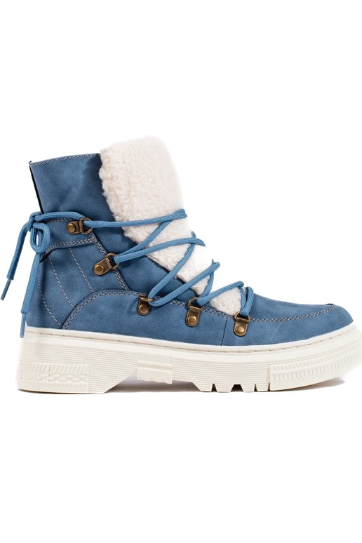 bottes de neige femme bleu avec peau...