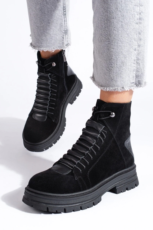 bottes noires en cuir naturel bottes noires en cuir naturel