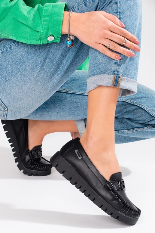 mocassins femme noirs avec plateforme