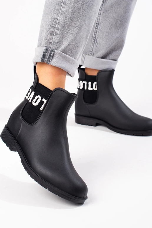 bottes courtes en caoutchouc noires...