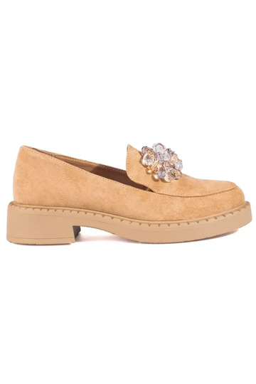Mocassins en daim beige...