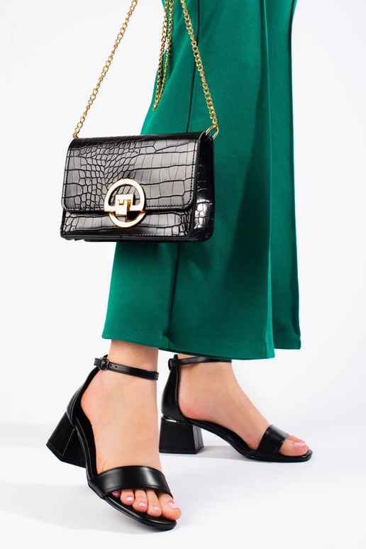 sandales noires à talon bas Vinceza sandales noires à talon bas Vinceza