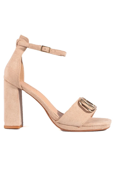 sandales à talon haut beige...