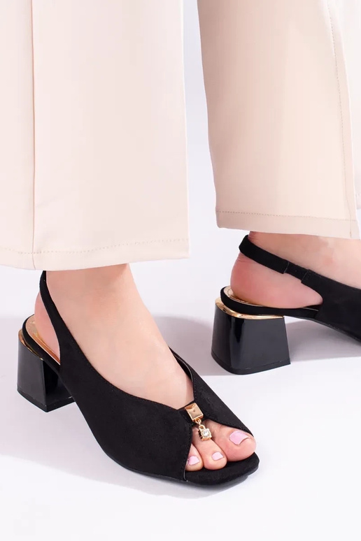 Sandales à talons en daim noir Shelovet Sandales à talons en daim noir Shelovet