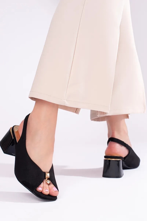 Sandales à talons en daim noir Shelovet Sandales à talons en daim noir Shelovet