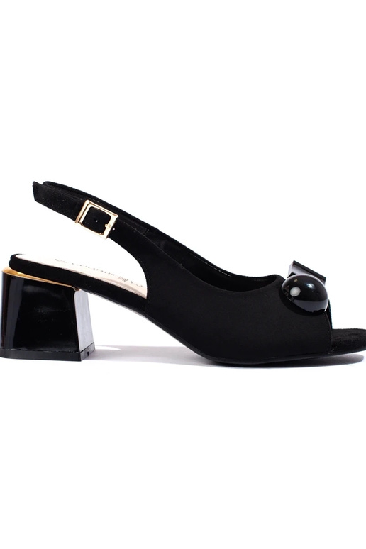 Sandales en daim à petit talon noires Sandales en daim à petit talon noires