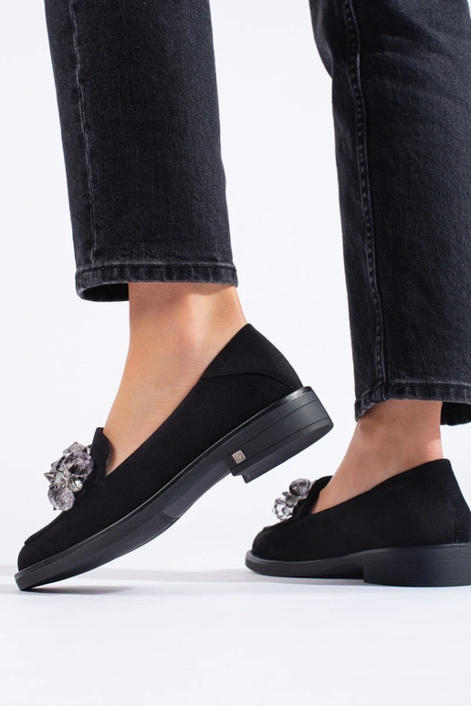 Mocassins femme Potocki en daim noir Mocassins femme Potocki en daim noir