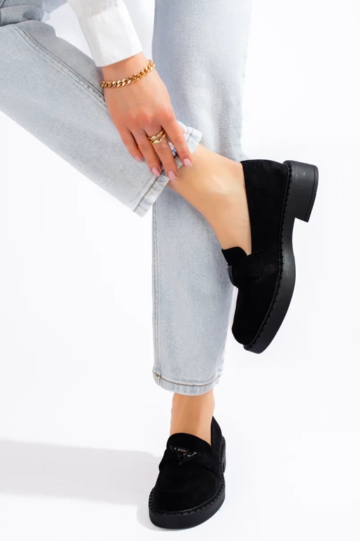 Mocassins femme daim noir Potocki