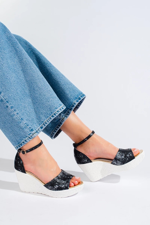 sandales de couleur noir-blanc Shelovet sandales de couleur noir-blanc Shelovet