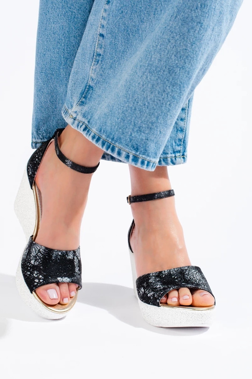 sandales de couleur noir-blanc Shelovet sandales de couleur noir-blanc Shelovet