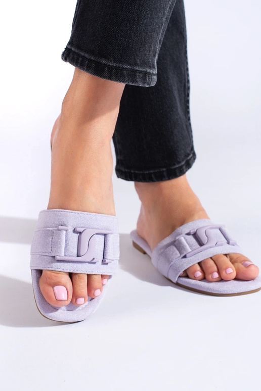 Chaussons femme en daim violet Shelovet