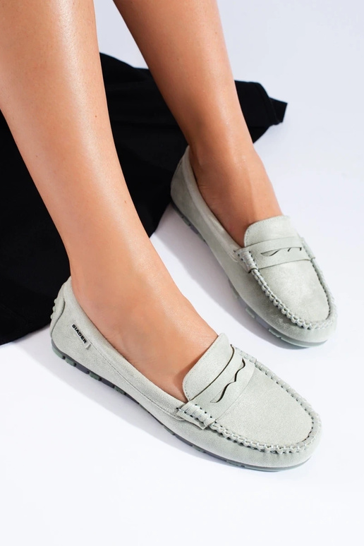Mocassins femme Shelovet en daim vert... Mocassins femme Shelovet en daim vert...