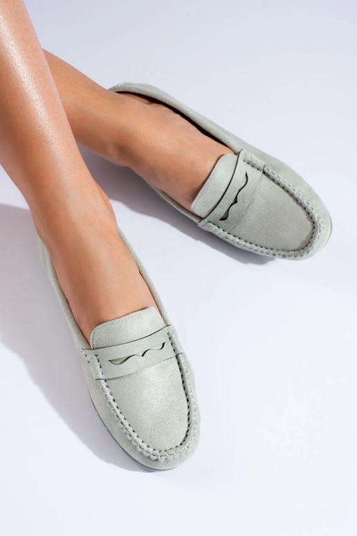 Mocassins femme Shelovet en daim vert... Mocassins femme Shelovet en daim vert...