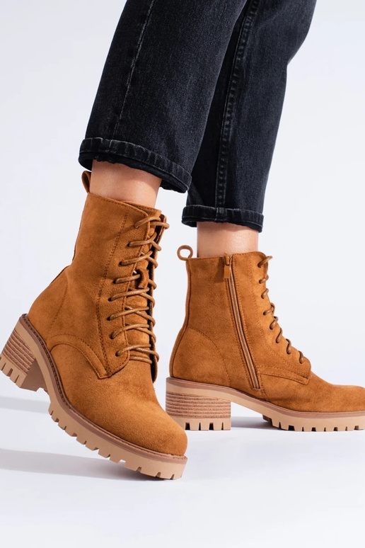 chaussures femme à lacets marron