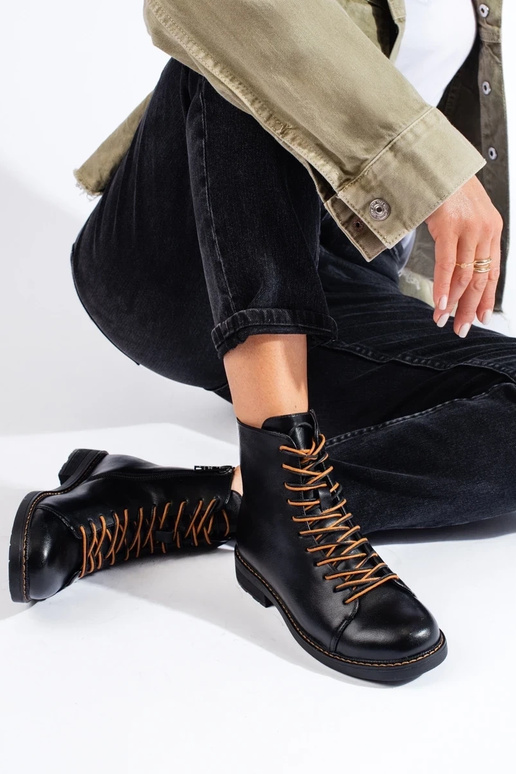 Bottines femme Vinceza noires à lanières Bottines femme Vinceza noires à lanières