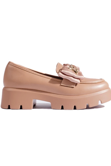 mocassins beiges avec ruban...
