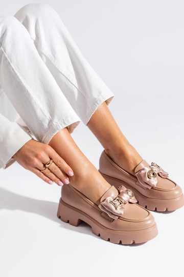 mocassins beiges avec ruban... 2
