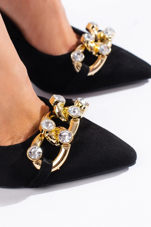 talons hauts en daim noir avec chaîne...