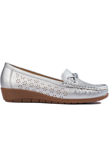 mocassins argentés pour femme