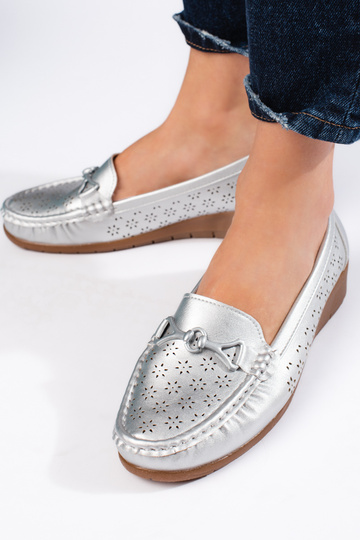 mocassins argentés pour femme 2