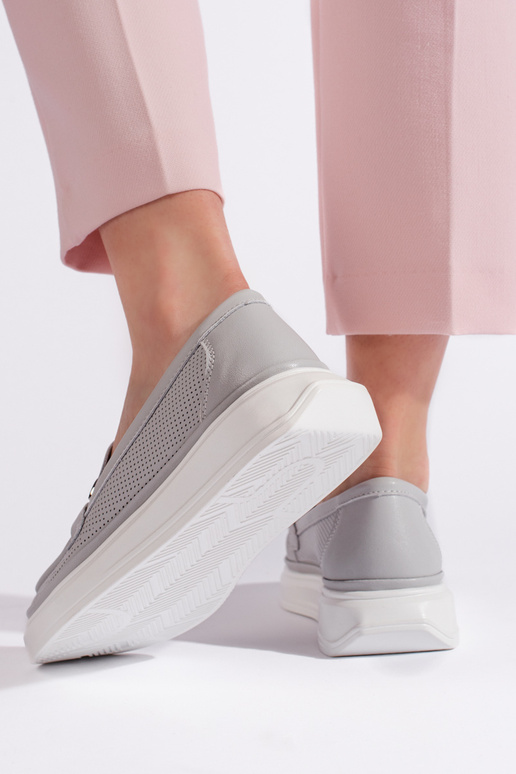 mocassins femme gris