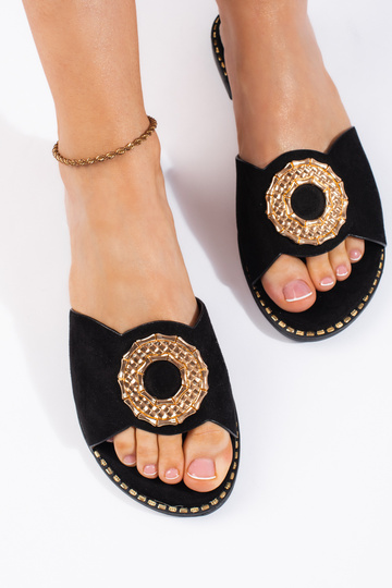 pantoufles en daim noir 2