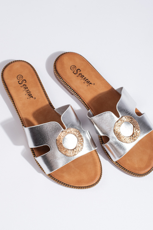 pantoufles argentées